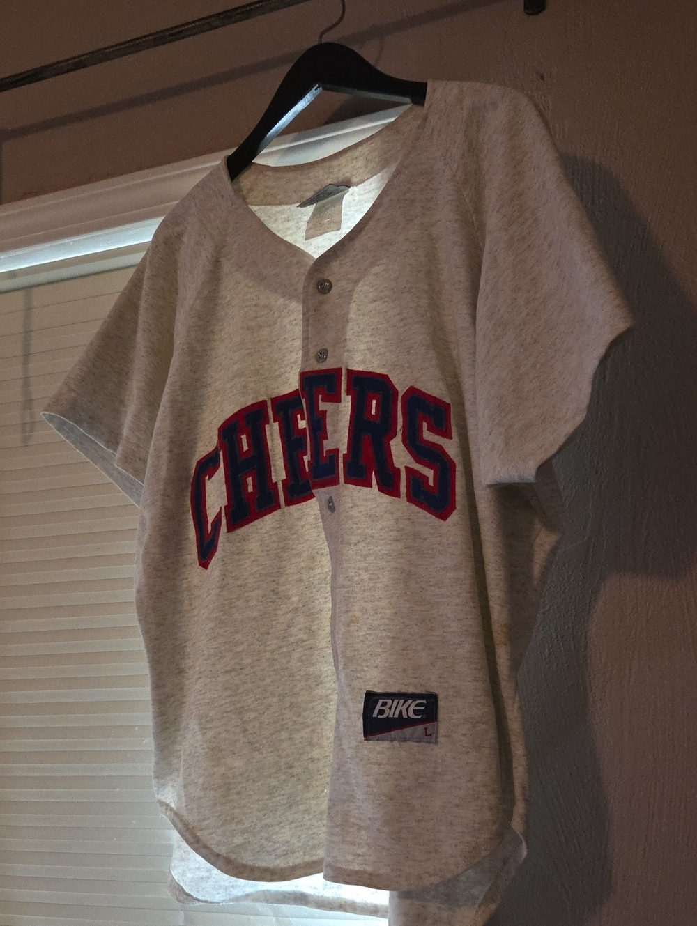 Gray 'CHEERS' Baseball-Style Button Front Top